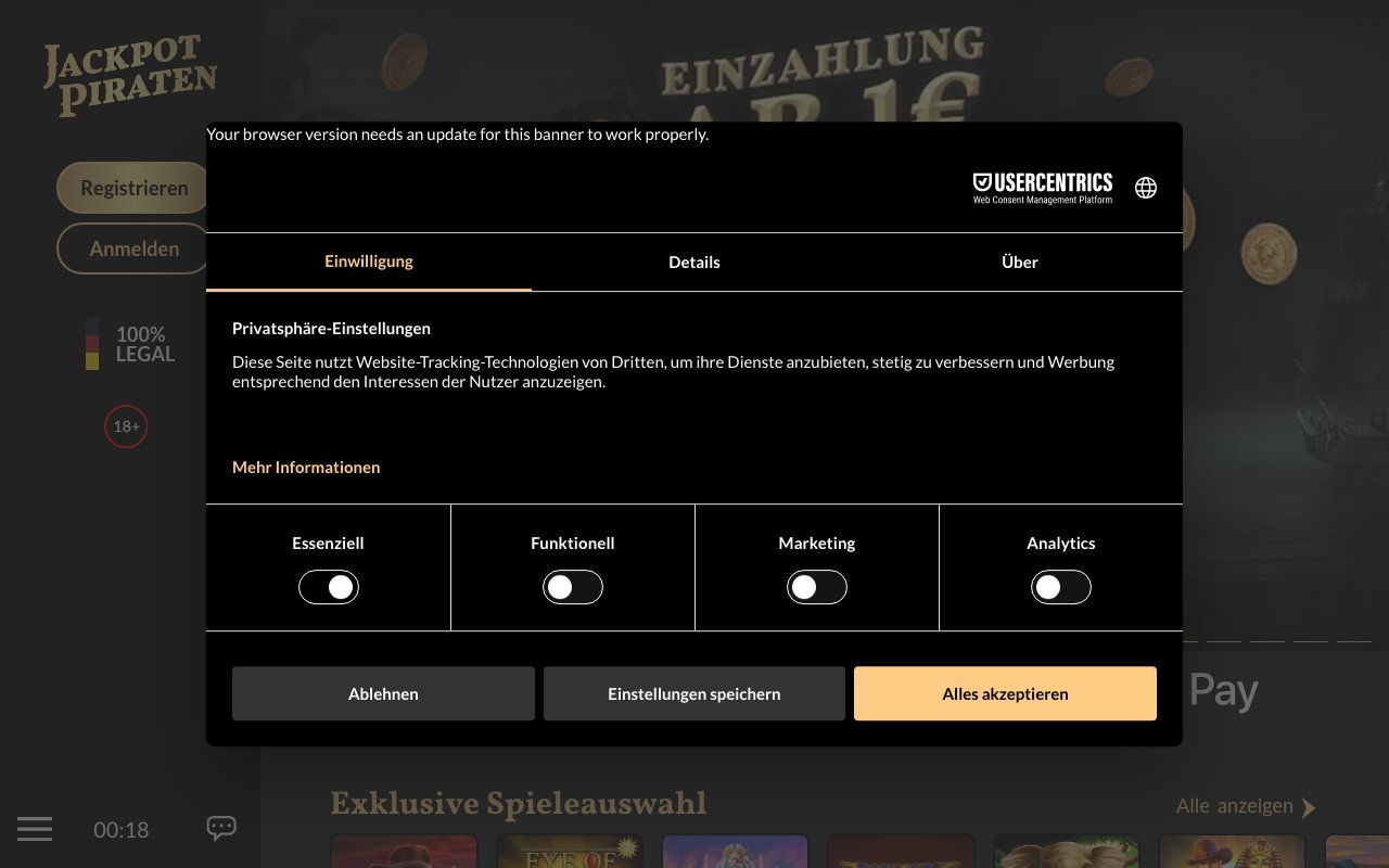 Interface bureau Jackpotpiraten — casino en ligne France