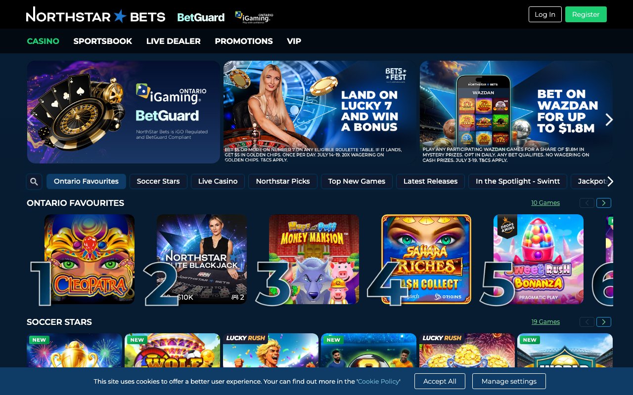 Interface bureau NorthStar Bets — casino en ligne France