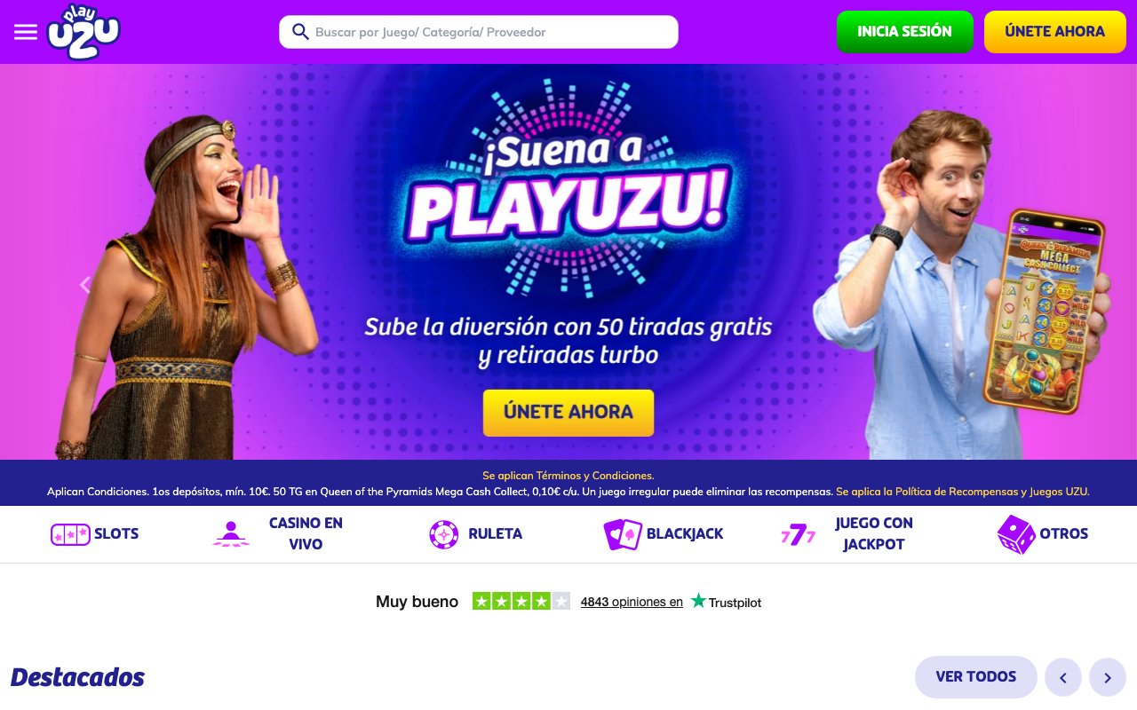 Interface bureau PlayUZU — casino en ligne France