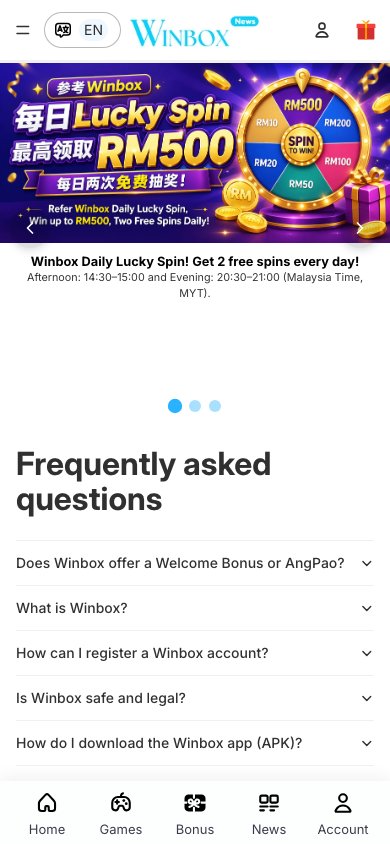 Interface mobile Winbox — version smartphone