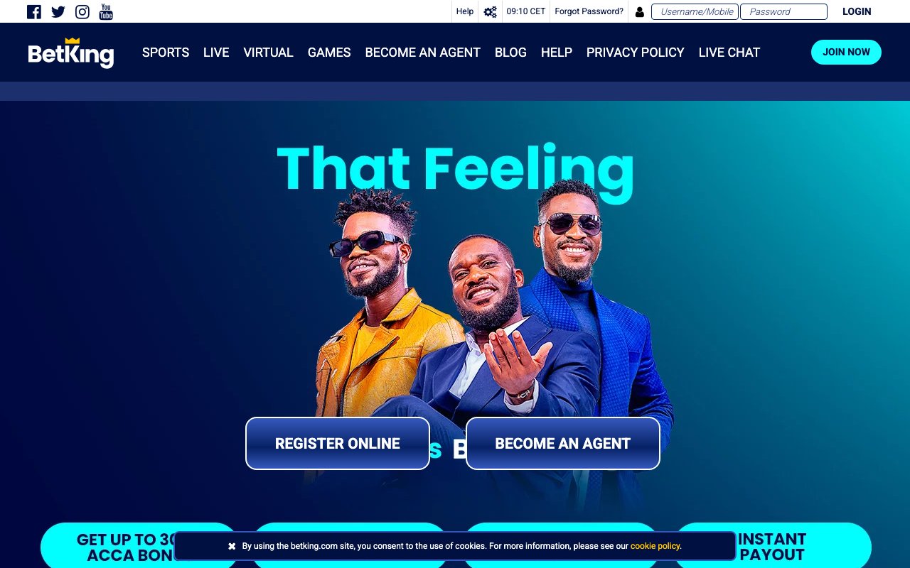 Interface bureau BetKing — bookmaker paris sportifs France