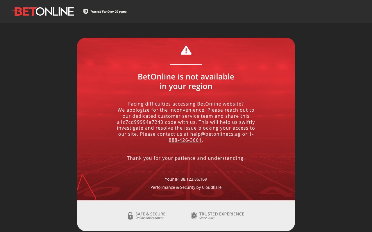 Interface bureau BetOnline — bookmaker paris sportifs France
