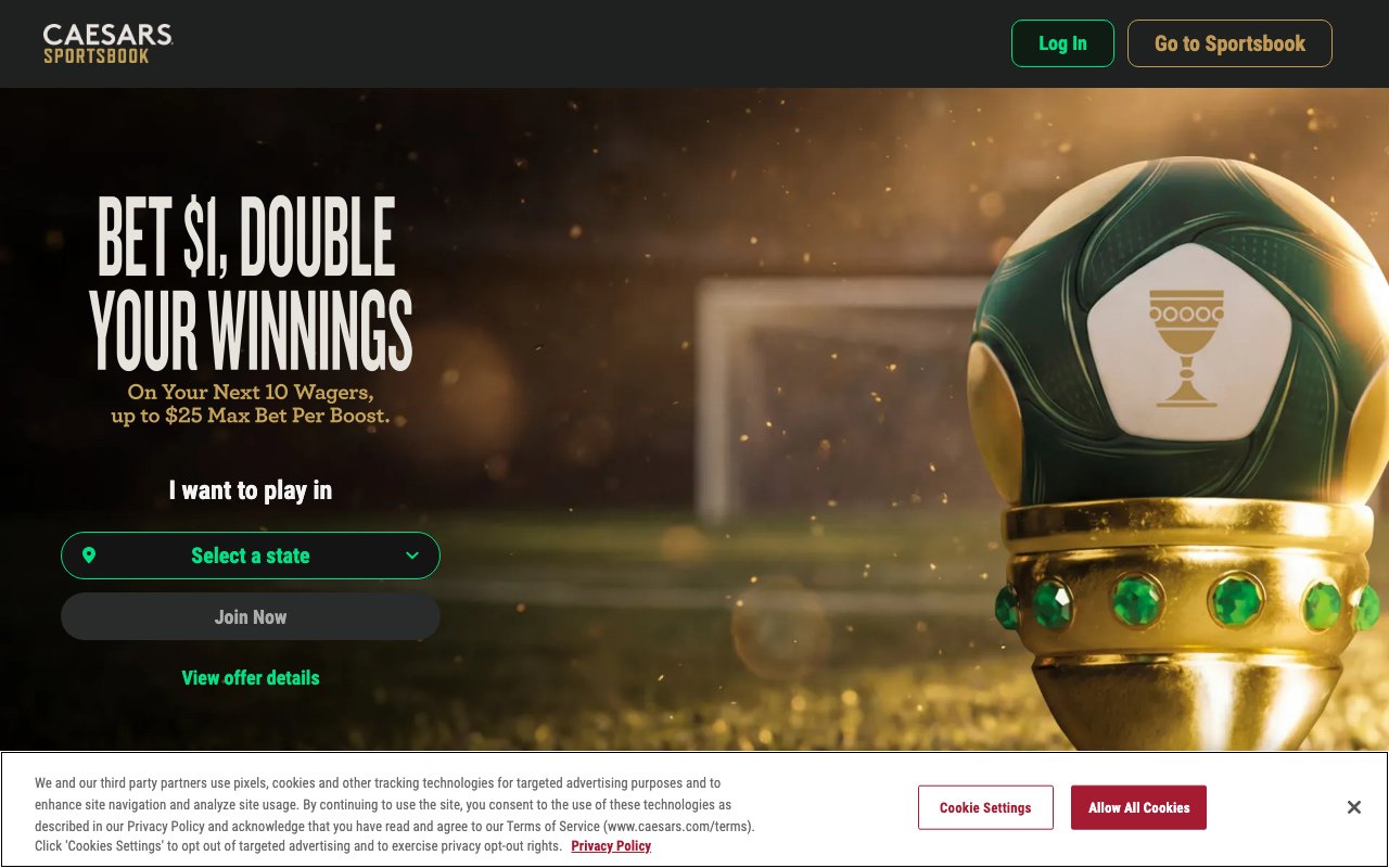 Interface bureau Caesars Sportsbook — casino en ligne France