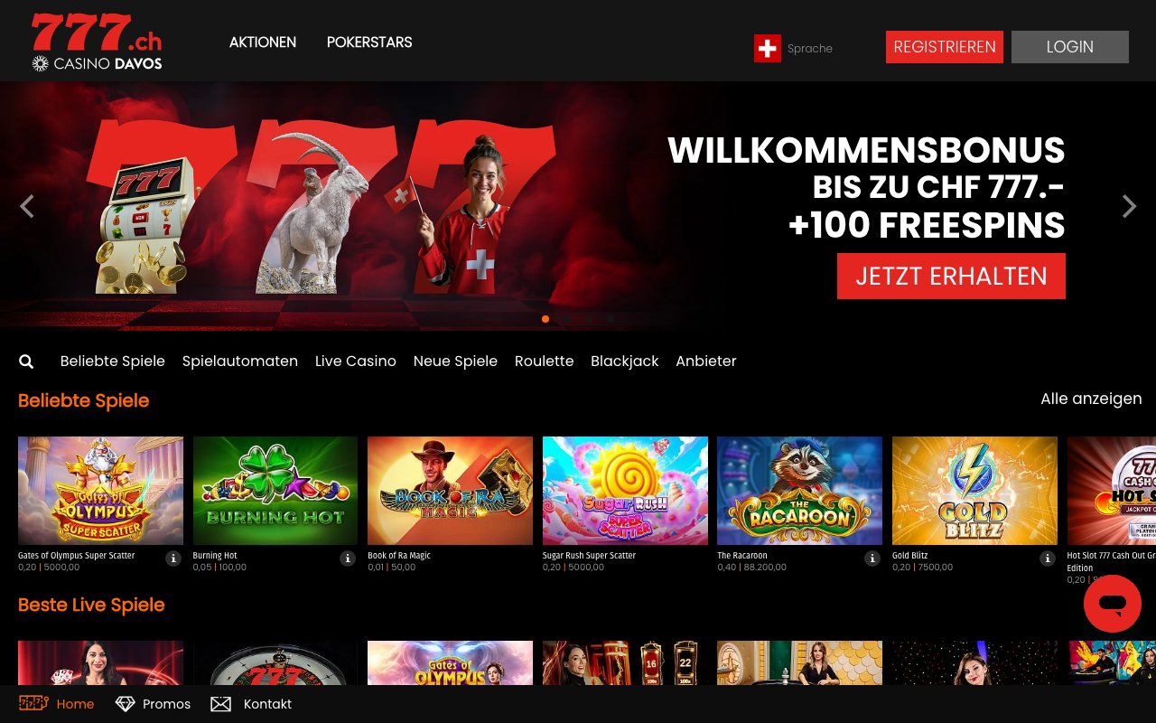 Interface bureau Casino777 — casino en ligne France