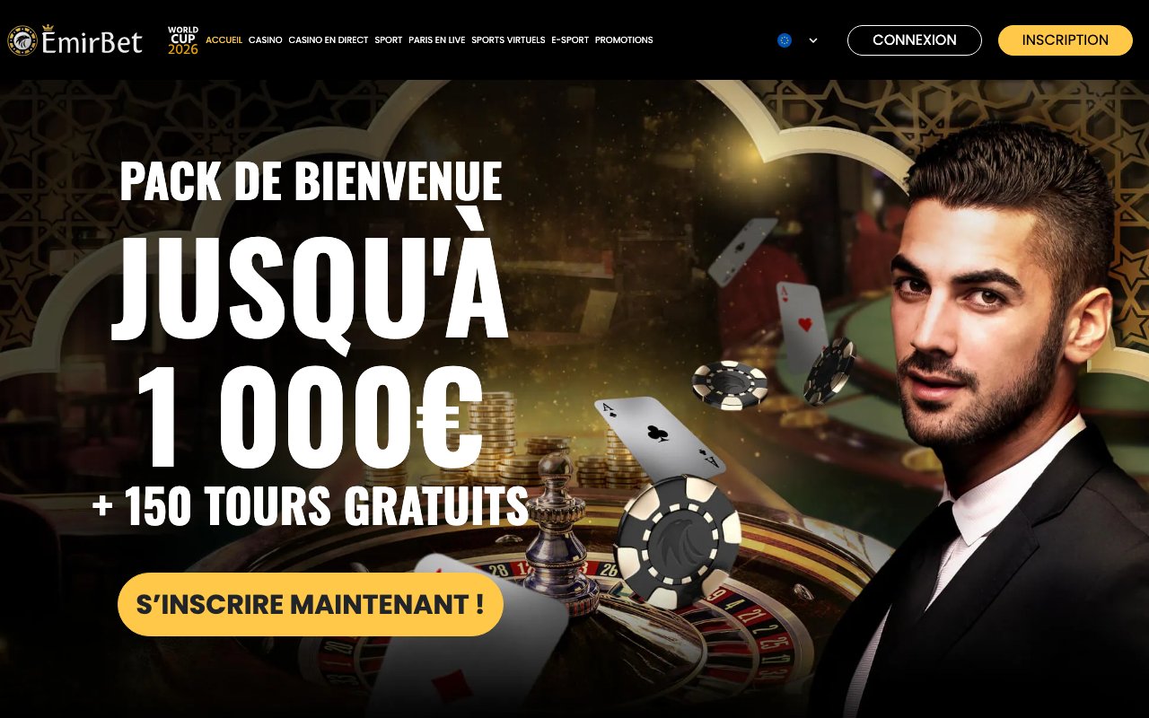 Interface bureau EmirBet — casino en ligne France