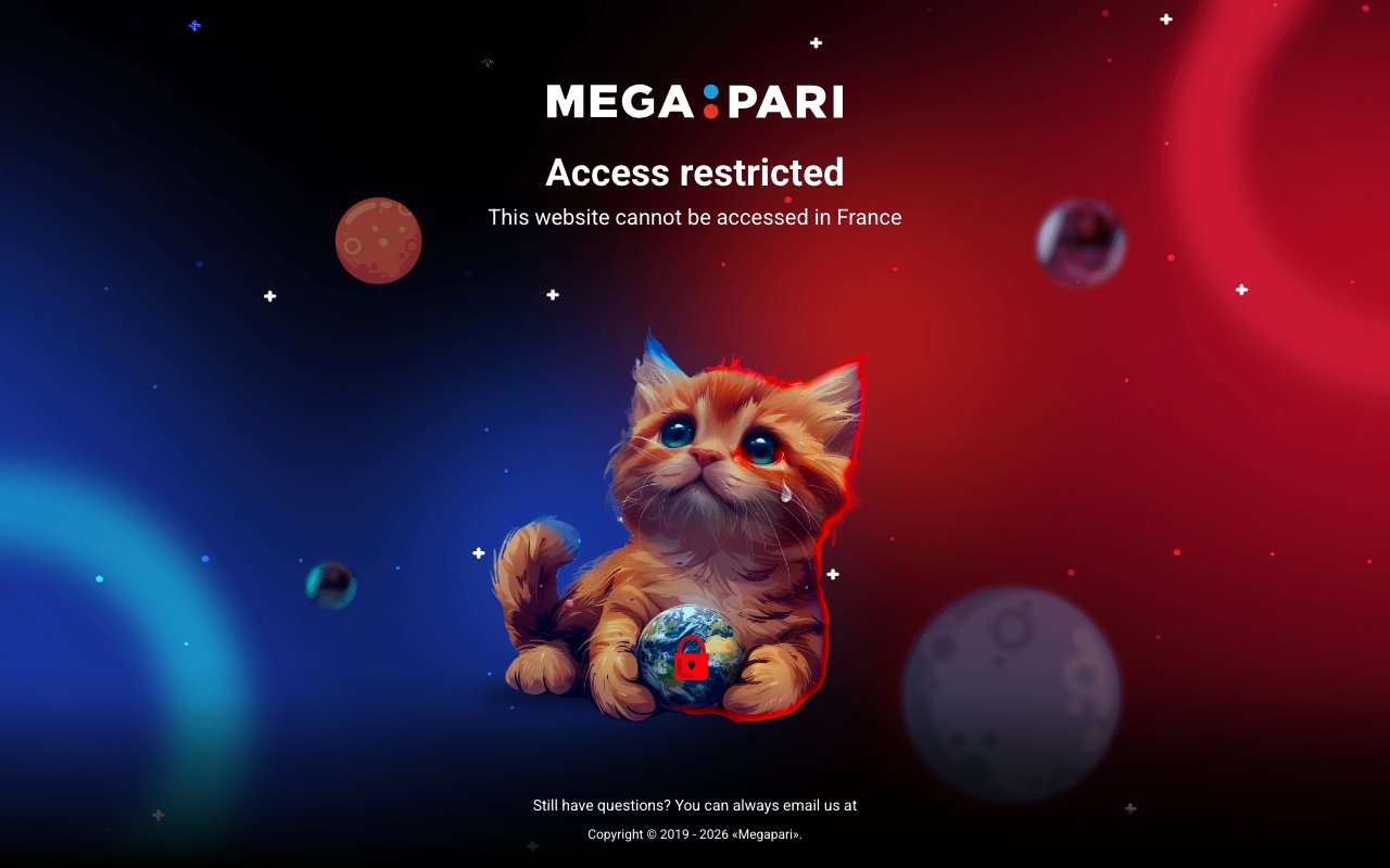 Interface bureau Megapari — casino en ligne France