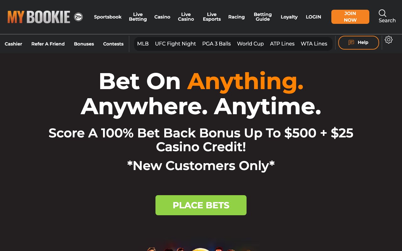 Interface bureau MyBookie — bookmaker paris sportifs France