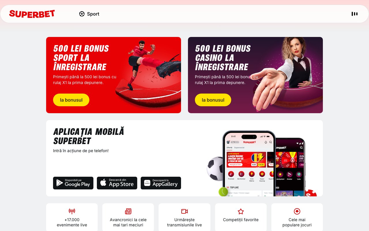 Interface bureau Superbet — casino en ligne France