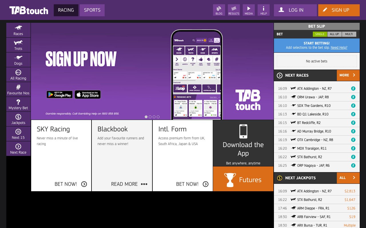 Interface bureau TABtouch — bookmaker paris sportifs France