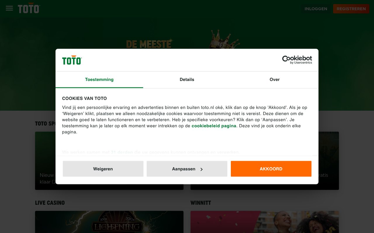 Interface bureau TOTO — bookmaker paris sportifs France