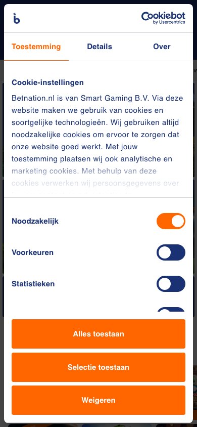 Interface mobile Betnation — application smartphone