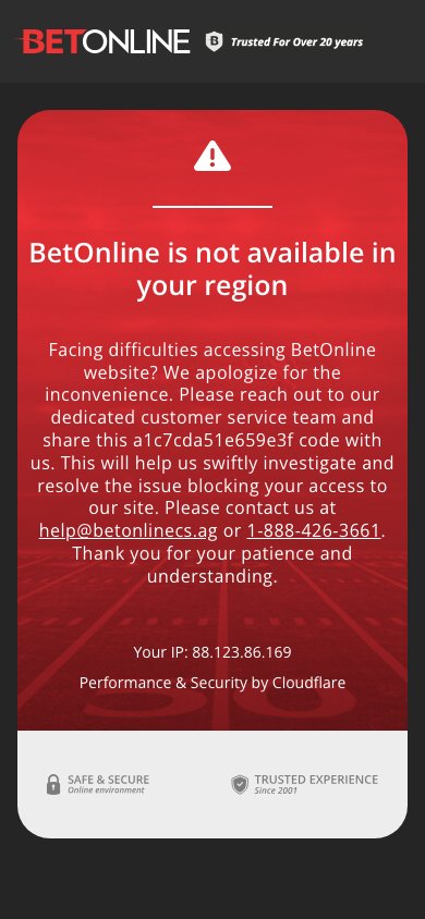 Interface mobile BetOnline — application smartphone