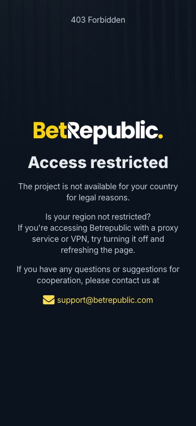 Interface mobile BetRepublic — application smartphone