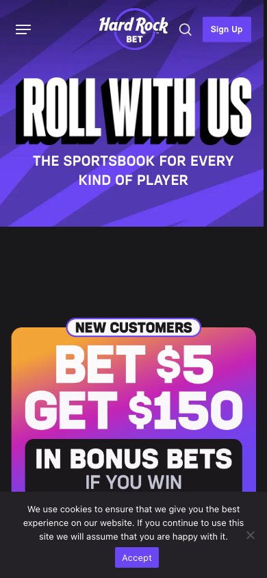 Interface mobile Hard Rock Bet — application smartphone