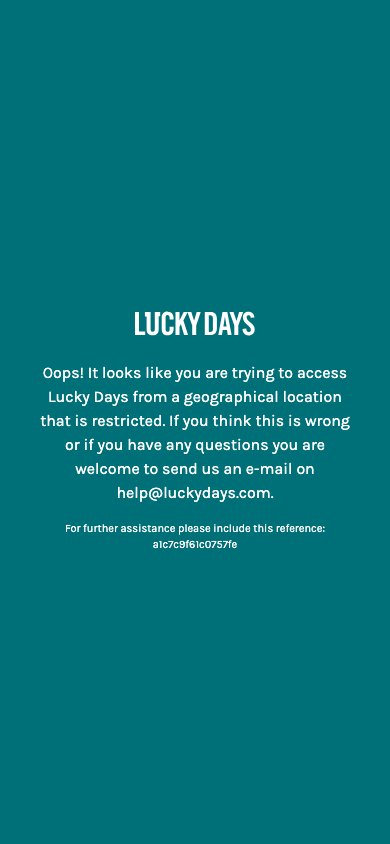 Interface mobile LuckyDays — version smartphone