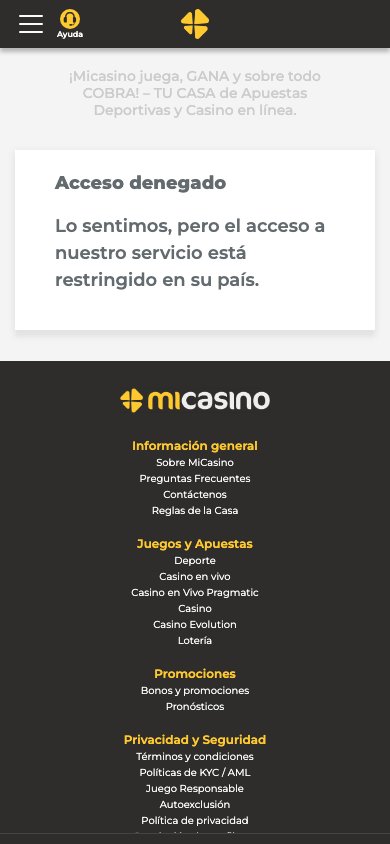 Interface mobile Micasino — application smartphone