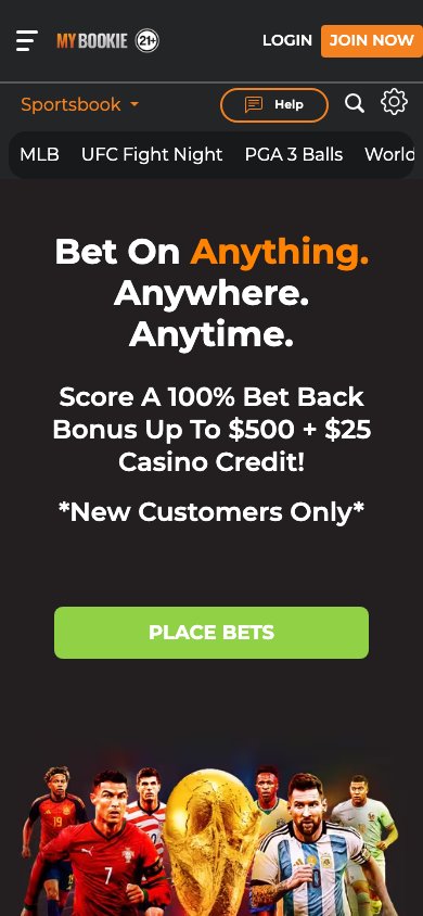 Interface mobile MyBookie — application smartphone